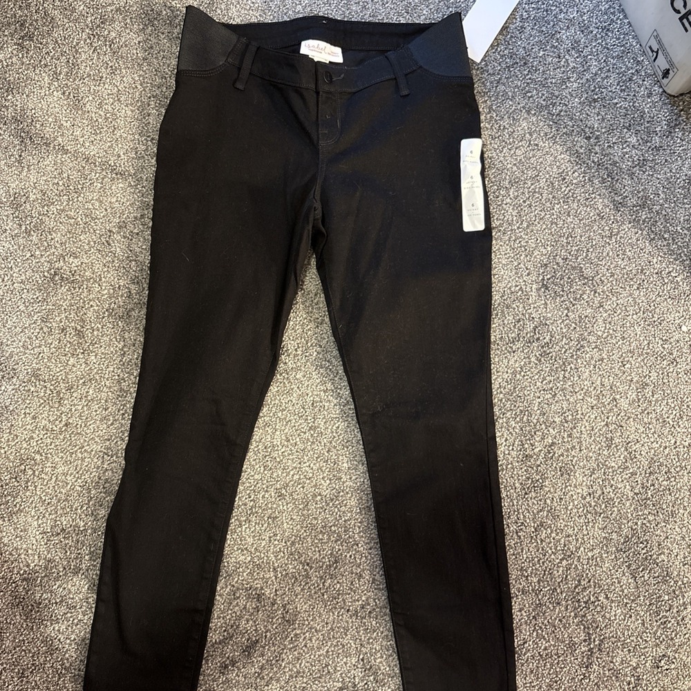 Isabel Maternity Jeans‎ Women's Size 6 Skinny Side Panels Black NWT